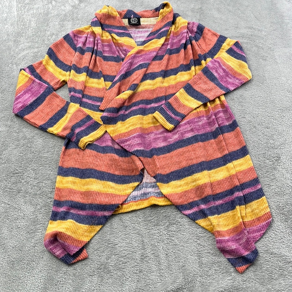 Bobeau‎ S Sunset Orange, Pink, Yellow Open Cardigan Sweater